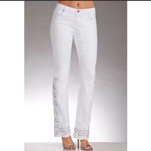 Boston Proper - White Scalloped Embellished Jeans